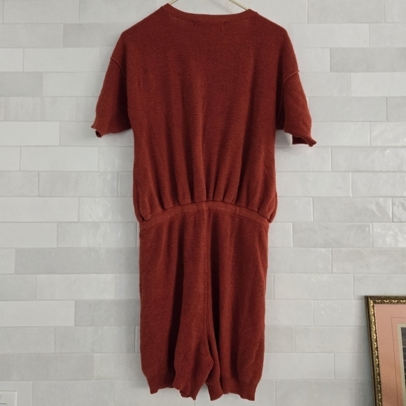 Free People FP Beach Slouchy Knit Sunday Shorts Romper Rust Orange Size  Medium - Picture 5 of 6